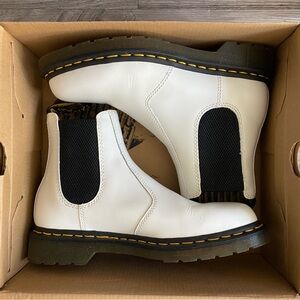 Dr. Martens White Chelsea Boots with Black Panels